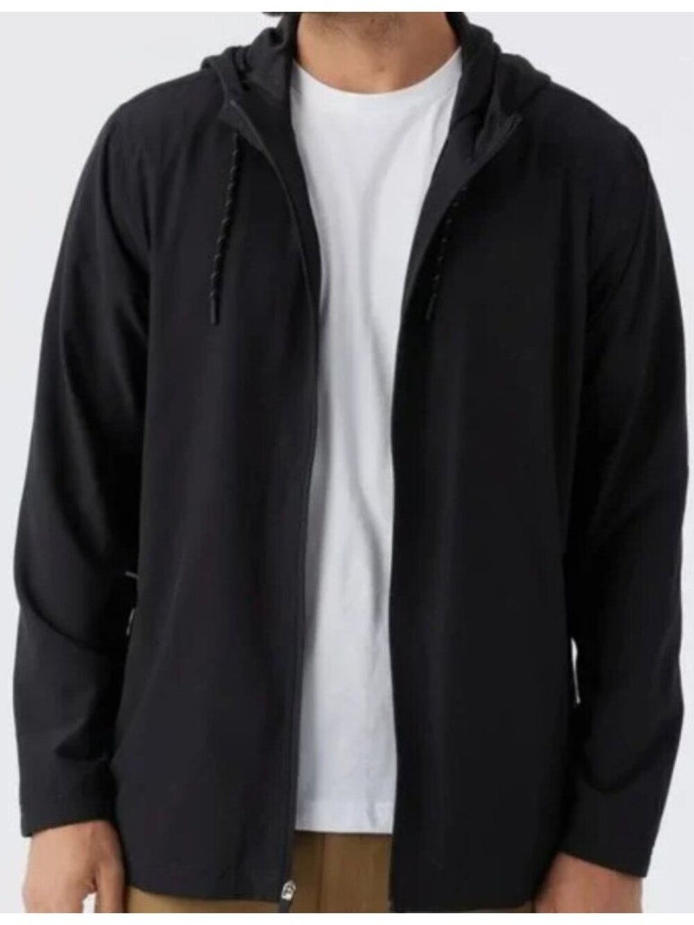 New Voyager Men's Black Hybrid Weather Resistant Hoodie / Jacket, size M